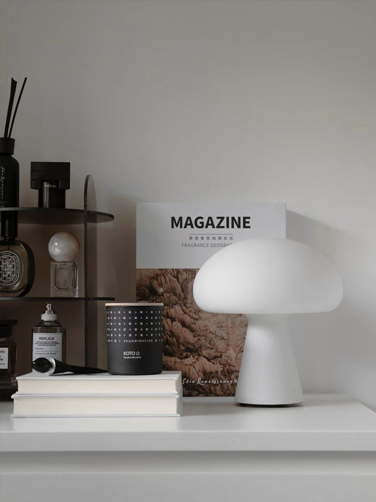 Dimmbare Pilzlampe im skandinavischen CreamStyle – wiederaufladbare Stimmungsbeleuchtung