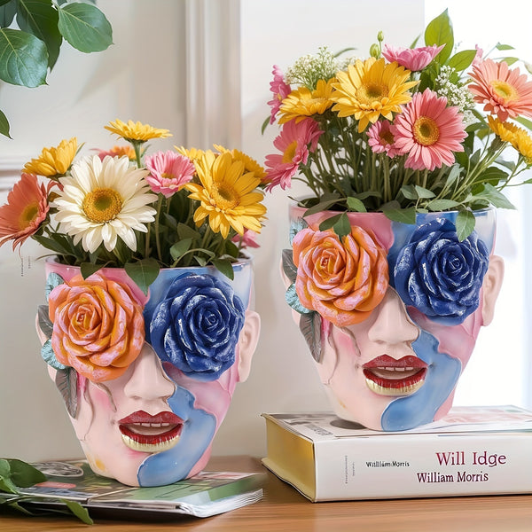 Creatieve Handgeschilderde Rozen Bloempot – Unieke Tuindecoratie